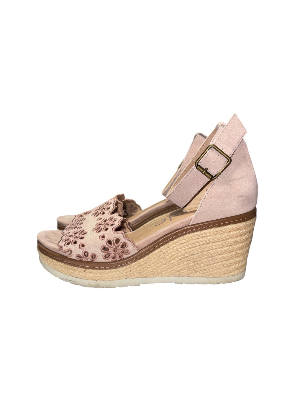 Nicole Nice Taupe Espadrille Wedge Sandals Feminine Coquette Women Size 7.5M - Picture 3 of 10